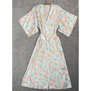 Miss Dior Lingerie Vintage Floral Satin Jacquard Maxi Robe Dressing Gown Pastel